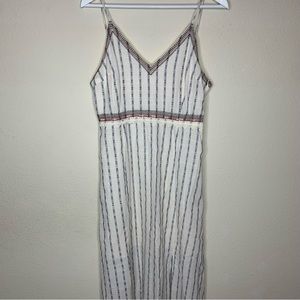 Moon River Front Slit Striped Maxi Dress